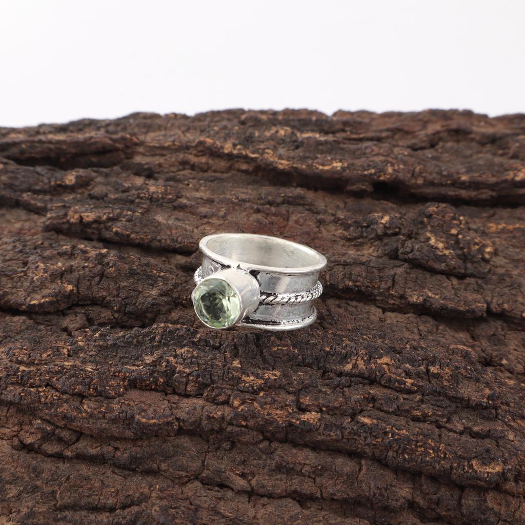 Green Amethyst Gemstone 925 Sterling Silver Handmade Wonderful Jewelry Ring Gift For Women
