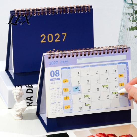Monthly Organizer for Desk 2027 Calendar, Standing Flip Desktop Minimalist Gold Foil Cover Academic Year Calendar Planner, Thick Paper Note