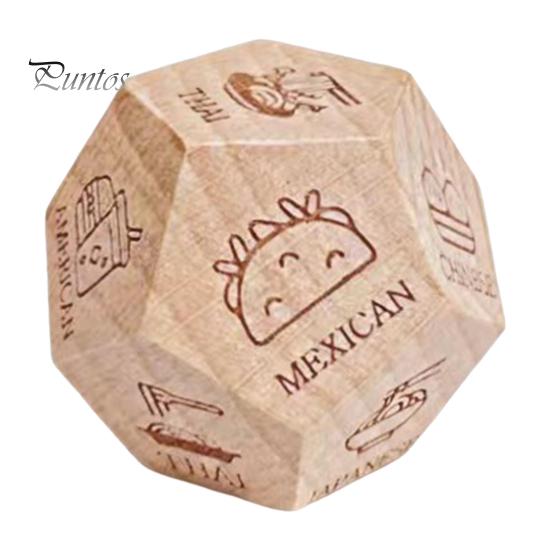 Food Decision Tool 12 Sides Dice Wooden Couple Date Night Ideas Portable Dinner Takeaway Decider Adults Girlfriend Boyfriend Props Choice