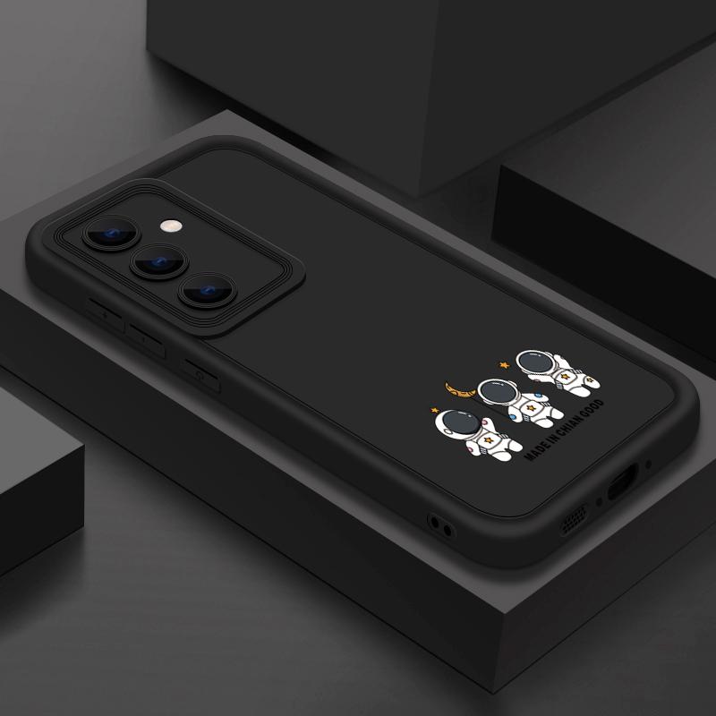 Мягкий противоударный чехол с принтом маленького астронавта для телефона Samsung S25 Ultra S24 FE S23 Plus S22 A56 A36 A16 A55 A06 A05 A15 A35 A54 Матовый чехол-бампер из ТПУ