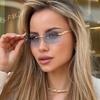 2Pcs Fashion Rimless Metal Square Sunglasses Women Leopard Decoration Sun Glasses Outdoor Colorful Lens Shades Female Uv400