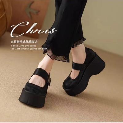 Модная обувь для женщин 2024 Горячая распродажа Мэри Джейн Женские туфли на высоком каблуке Модные с мелким вырезом Новые с круглым носком Повседневные туфли на платформе