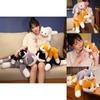 Adorable Realistic Plush Cat Doll Soft Sleeping Companion For Kids Gift In Yellow White Gray And Black Colors