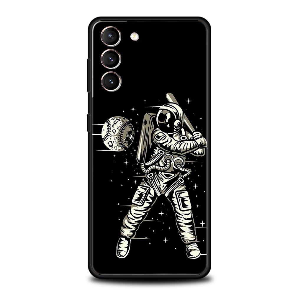 Baseball Phone Case For Samsung Galaxy S25 S24 S23 FE S22 Ultra S20 S21 5G S10 Plus S10E Soft Black Cover