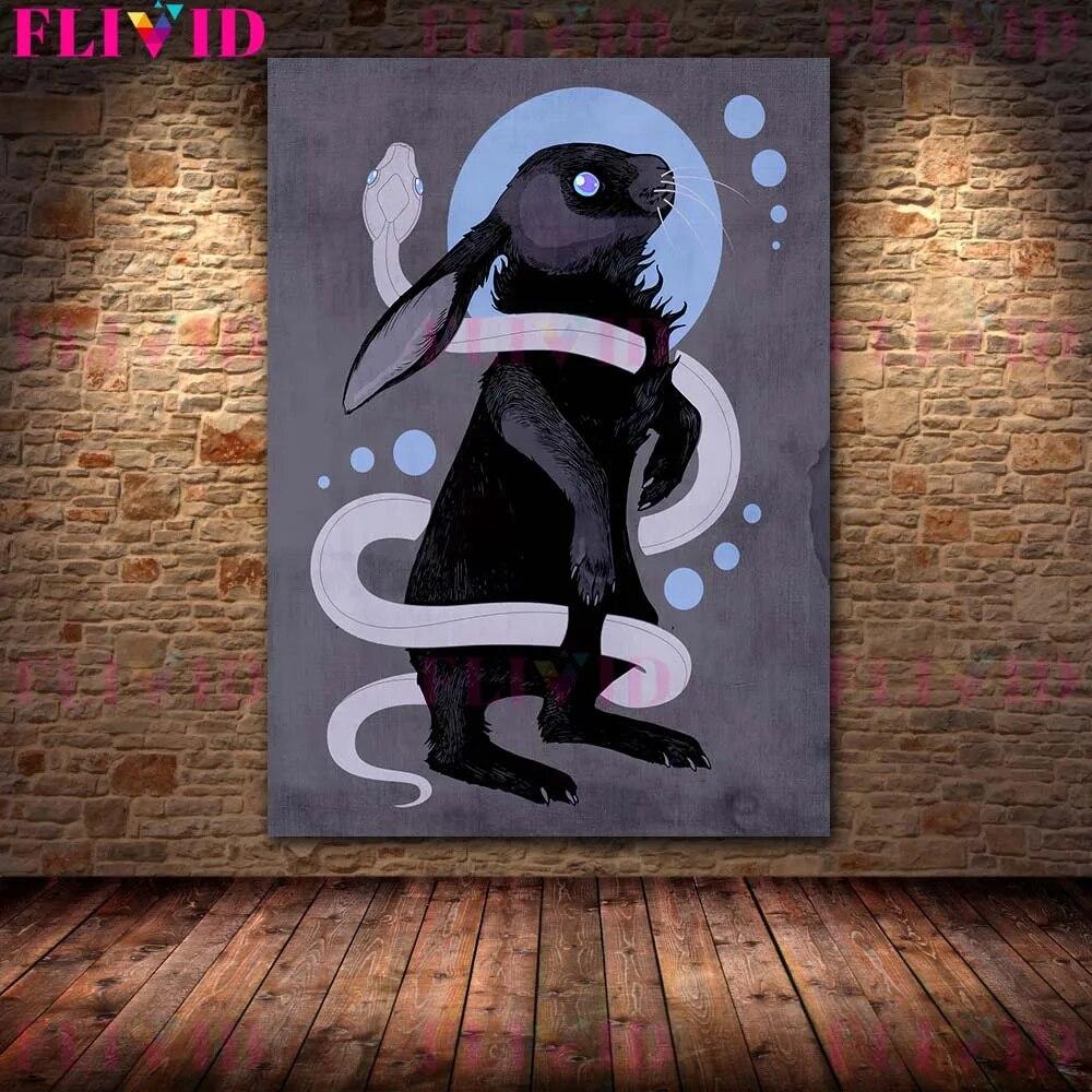 Кровожадный ягненок и змея, сова, винтажное ужасное животное, настенное искусство, холст, картина, сова и коза, человек, абстрактный плакат с принтом, декор без рамки