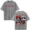 Movie Scarface The World Is Yours Vintage Washed Tshirt Tony Montana Al Pacino Unisex Unisex Clothing Oversized T Shirt Streetwear