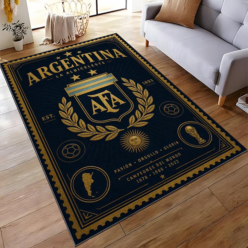 Argentina Football Emblem Themed Rug Design Non-slip rug suitable for living room and bedroom sofas