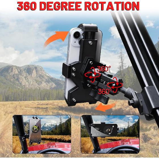 Крепление для телефона UTV StarknightMT для клетки Pro-Fit, 360° регулируемое, из алюминиевого сплава, 8 зажимов, крепление для телефона SXS, прочный держатель для мобильного телефона для Defender
