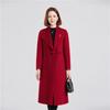 Fengxun Women's 100% Pure Wool Lapel Long Coat