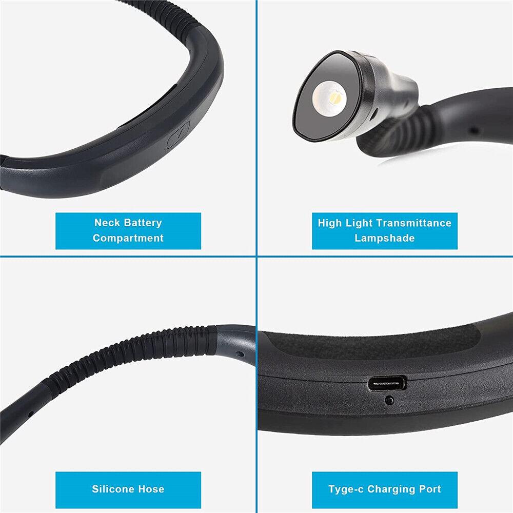 Регулируемый USB-аккумуляторный светодиодный шейный светильник для чтения в кемпинге