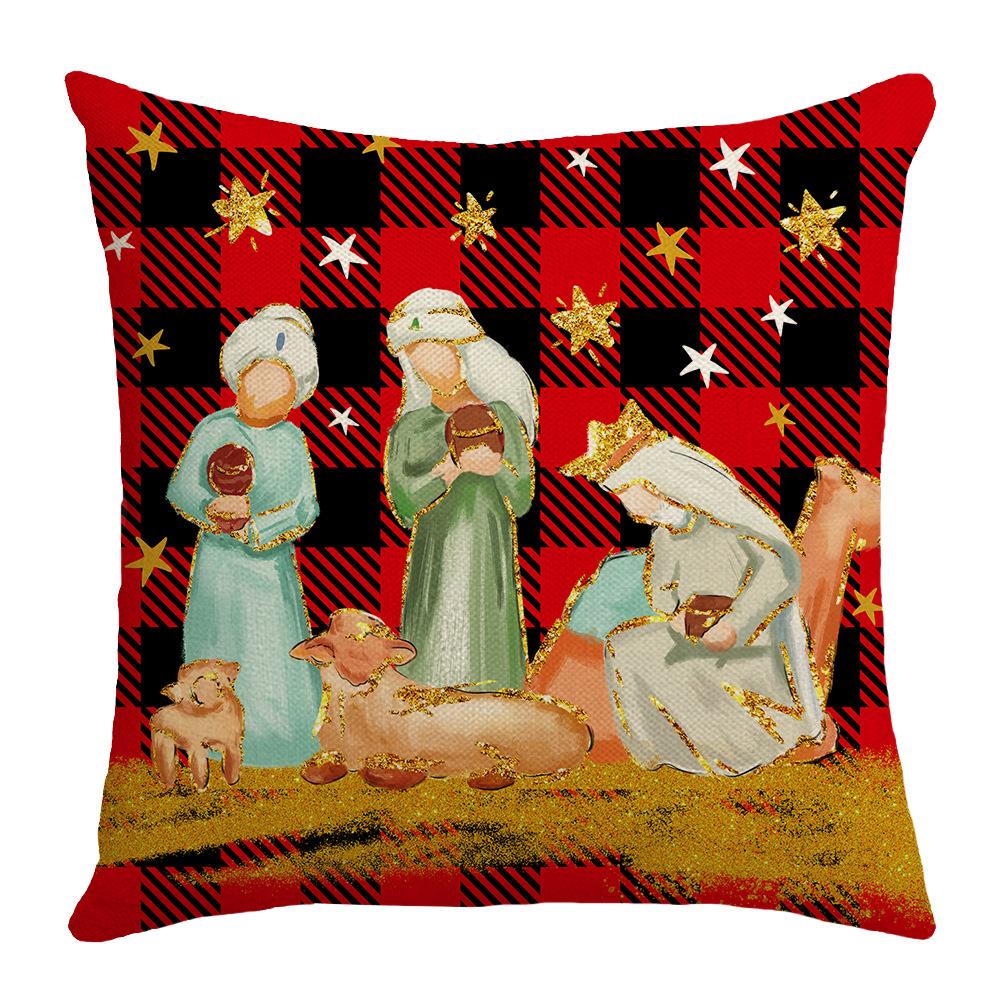 New Winter Linen Printed Pillow Case Christmas Holiday Sofa Decoration Home Pillow