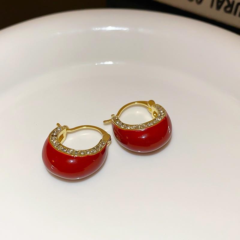 Серебряная игла Анкара красные серьги-гвоздики с сердцем, модный темперамент, новые серьги, легкая роскошь, высокий стиль, осень и зима
