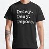 Men Fashion Casual Short Sleeves Delay Deny Depose Black Tees Oversized T-shirts