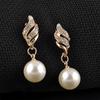 Classic Rhinestone Jewelry Set Spiral Pearl Necklace Korean Style Pendant Women Crystal Earrings
