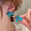 1 Pair Retro Style Stud Earrings Rhinestone Beads Flower Decor Ear Studs Weddings Festivals Party Wear Fashion Jewelry Gift