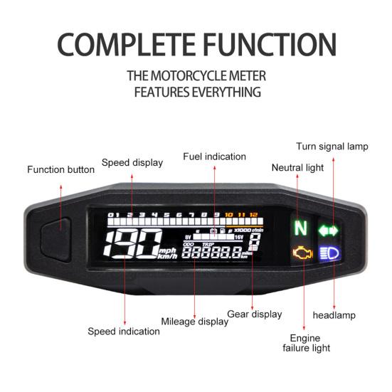 Многофункциональный мотоциклетный спидометр, водонепроницаемый универсальный мини-ЖК-экран, цифровой спидометр, тахометр