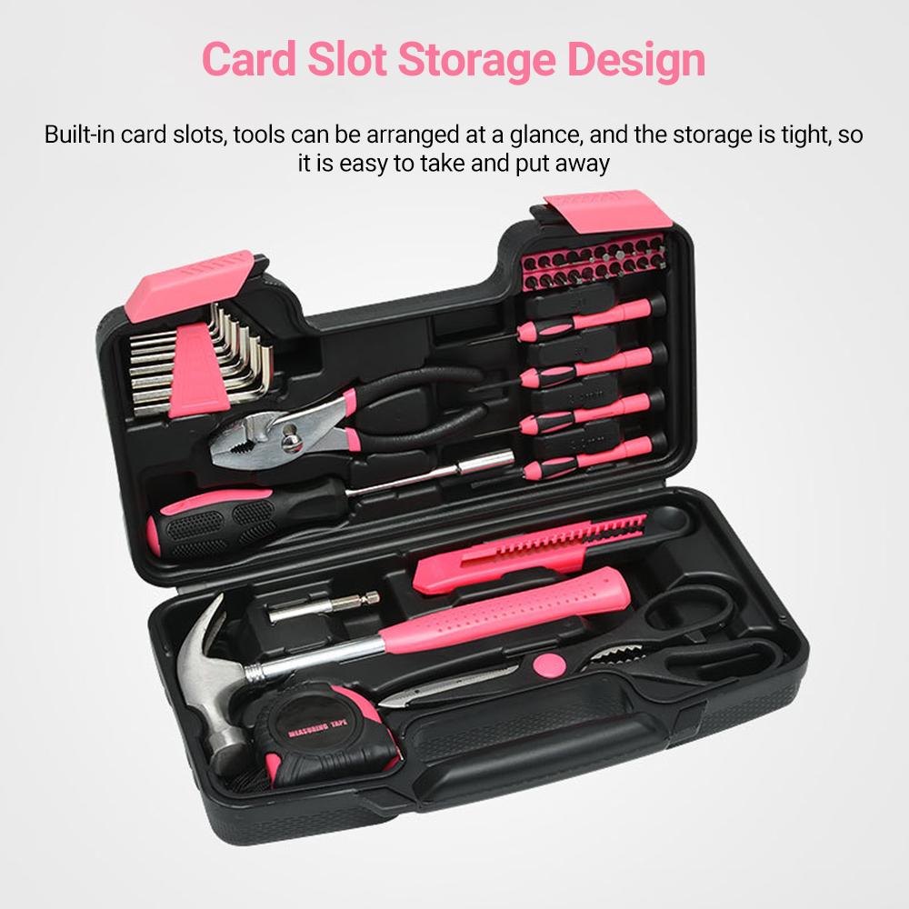 39Pcs Essential Household Tools Kit with Plastic Toolbox Hand Tool Set Portable and Lightweight