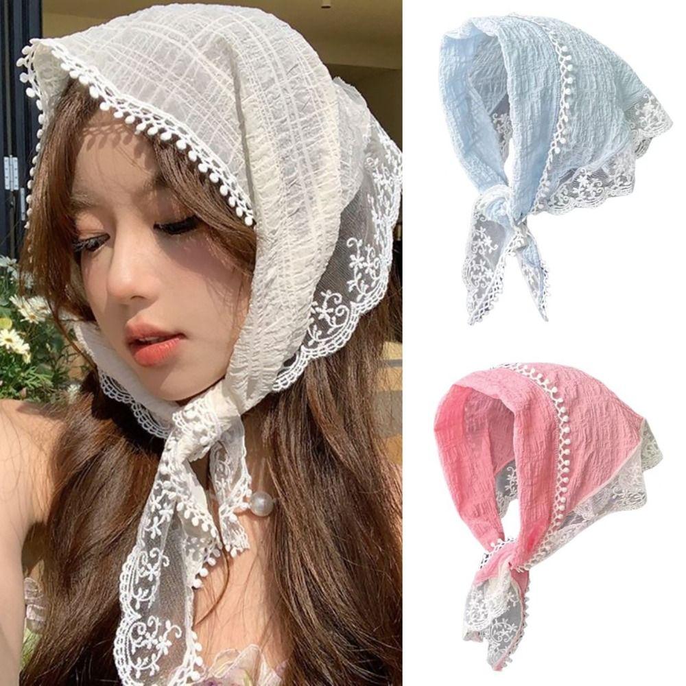 Lace Headscarf French Pastoral Style Headband Breathable Headband Towel  Women