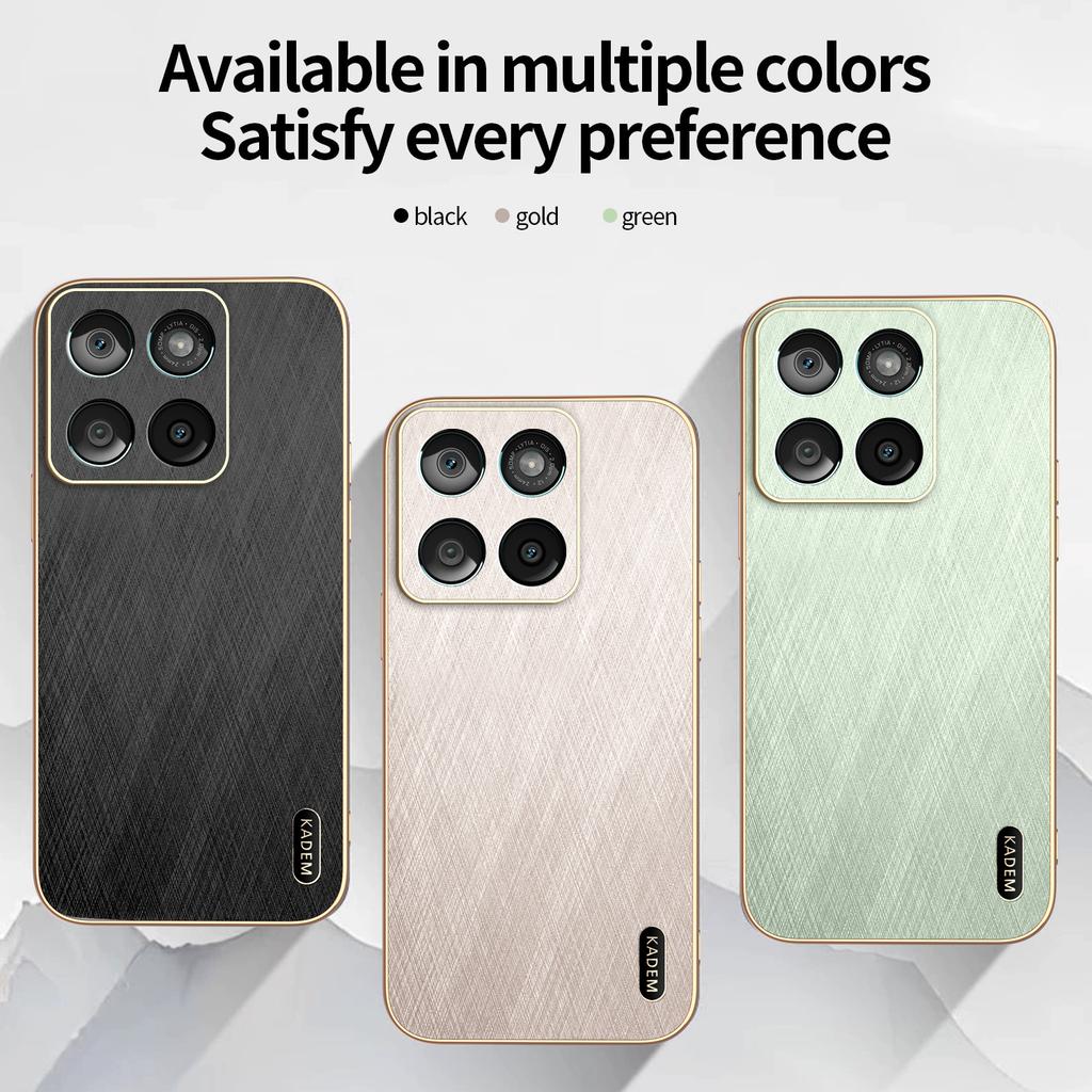 For Motorola Edge 60 Fusion, Phone Case Luxury Brushed Leather Electroplated Bumper Soft TPU Cover