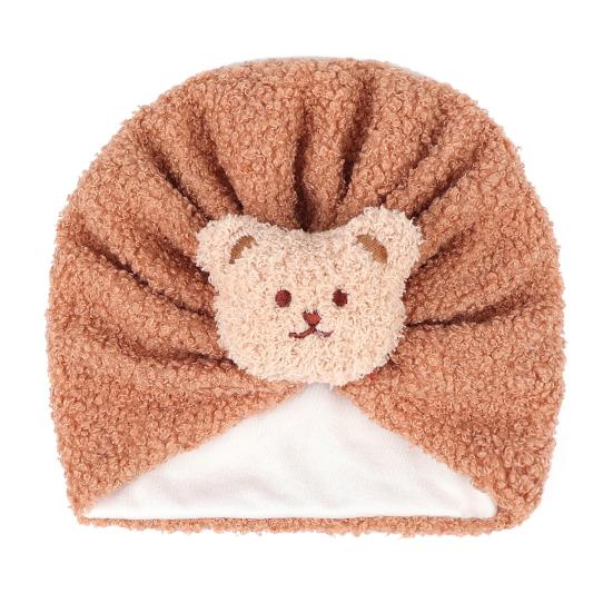 Children Hat Cartoon Bear Design Comfortable Elastic Fit Knitting Hat All-Round Thermal Protection Winter Baby Hat