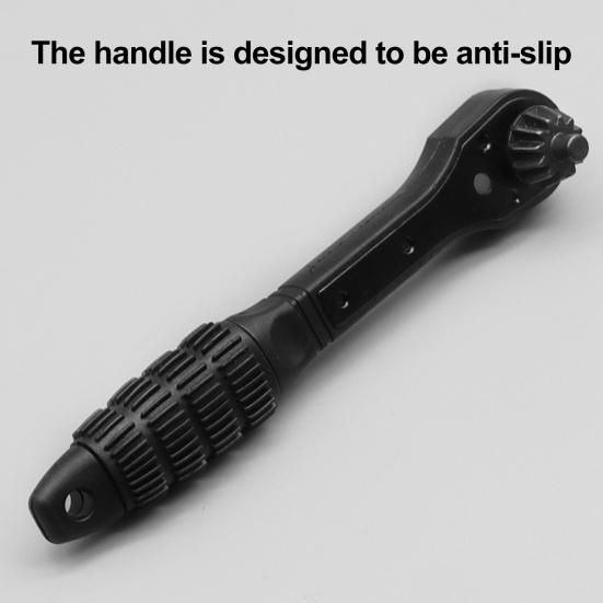 Universal Ratchet Drill Chuck Key Wrench Non-Slip Handle Ergonomic Design 2-in-1 Double Head Spanner Repair Wrench Tool