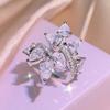 Super Flash Zircon Leaf Open Diamond Ring Design Sense Korean Light Luxury Trendy Ring