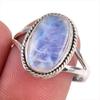 Natural Rainbow Moonstone Gemstone 925 Solid Silver Jewelry Ring Size 8.5 C5H58