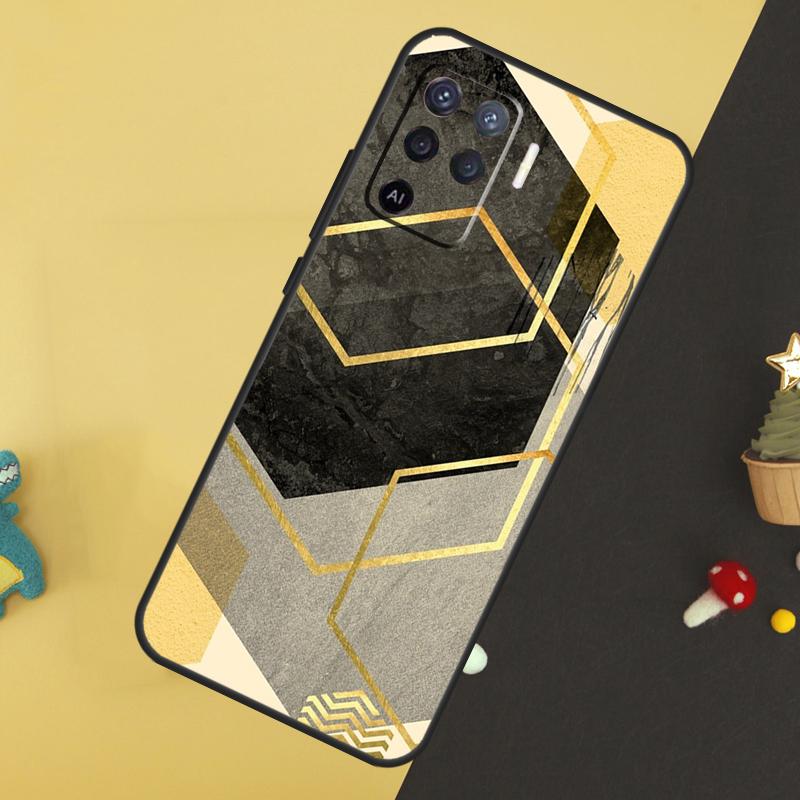 Роскошный художественный чехол с золотой фольгой для Oppo A96 A76 A16 A17 A57 A60 A40 A80 A18 A38 A58 A78 A98 A15 A54 A74 A94 A6 A5 Pro