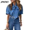 Женские модные повседневные блузки и рубашки с коротким рукавом JPNTKY