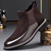 Модные мужские ботинки челси из коровьей замши осень-зима, модные повседневные кожаные туфли, мужские высокие дизайнерские ботильоны для мужчин