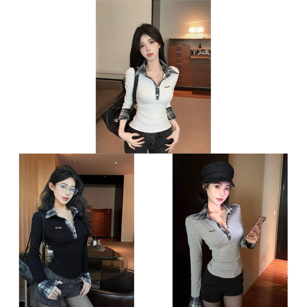 Shirt For Women With Plaid Pattern And Color Block Details For Casual And Office Wear