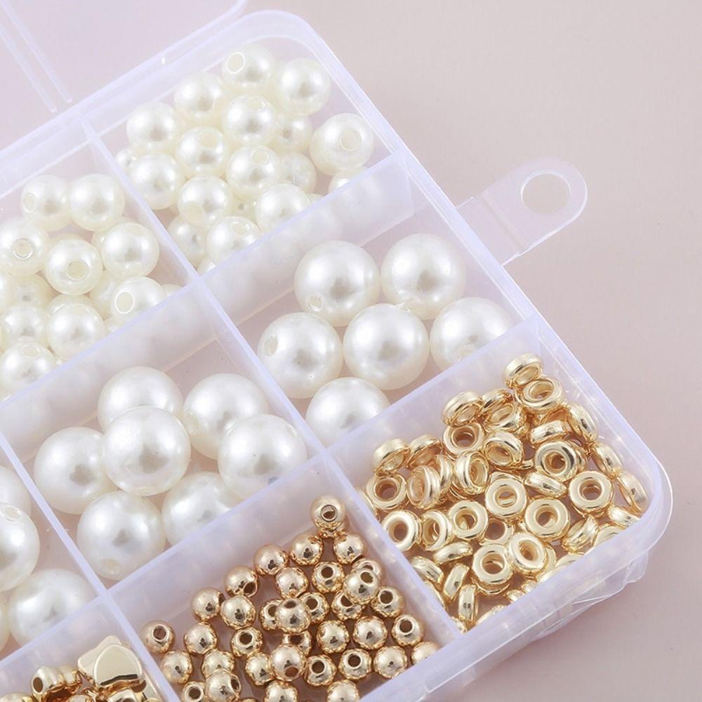 1890pcs 4/6/8/10/12mm Size DIY Bracelet Beads with Gold Beads Crafting Beads for Necklaces
