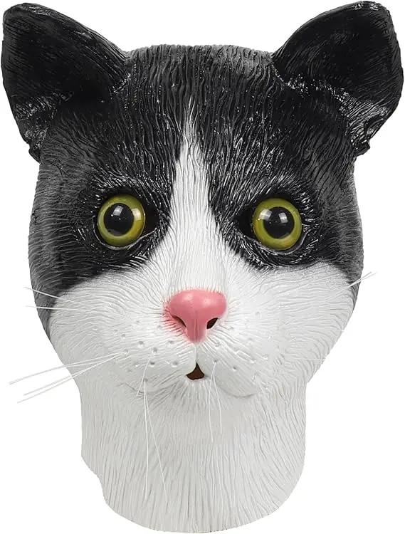 Cute White Cat Mask Elephant Mouse Cosplay Black Cat Latex Mask Ball Animal Head Headgear Novelty Rave Party Props Carnaval Mask