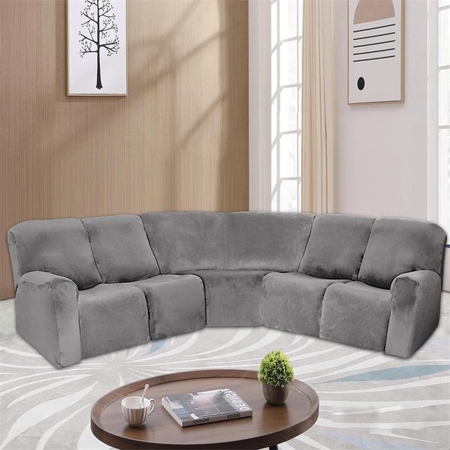 5 Seater Recliner Sofa Covers Stretch Velvet Sectional L Shape Sofa Slipcovers For Living Room Couch Furniture Protect Cover