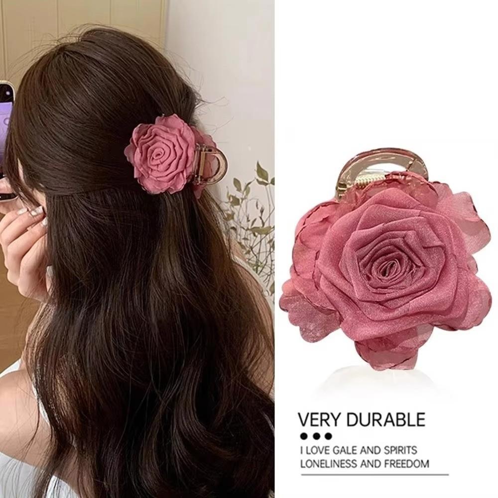 Double-Sided Hair Claw Rose Flower Floral Hairpin Sweet Hair Clip Hair Accessories