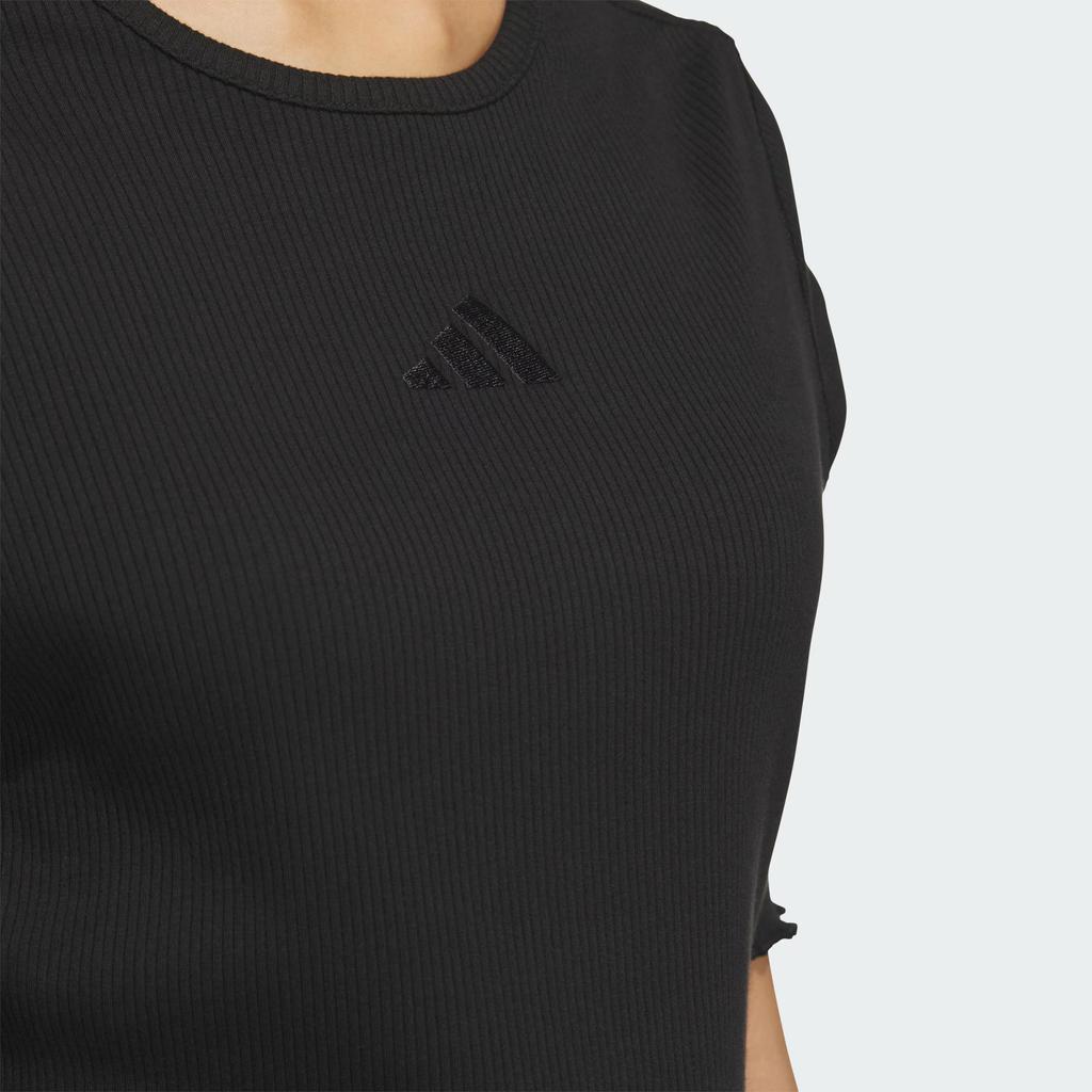 Adidas Футболка Lux Ad Rib, удобная, ребристая, спортивная, повседневная, с коротким рукавом, женская, топы, черная JL5093