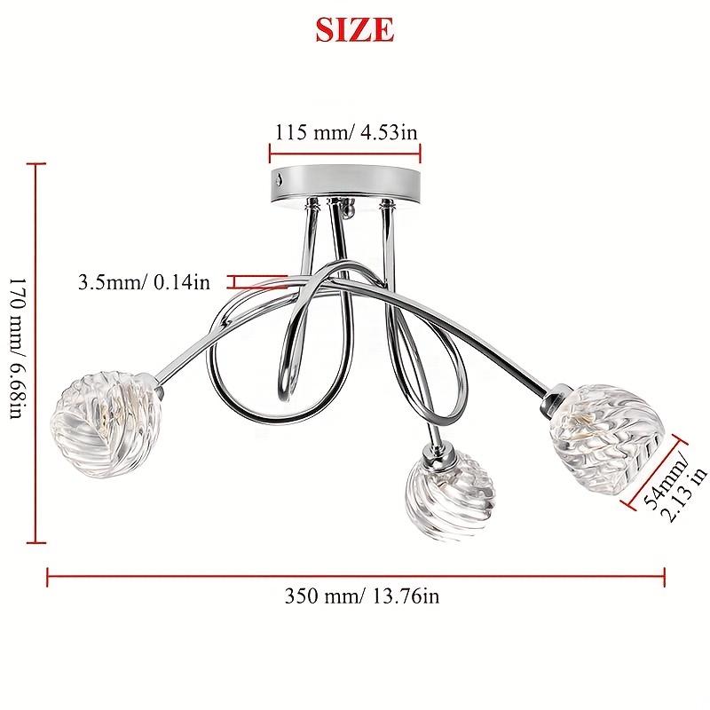 1 шт., современная абсорбирующая лампа с тремя лампами для прохода, коридора, балкона, кухни, стеклянный абажур, полузаподлицо