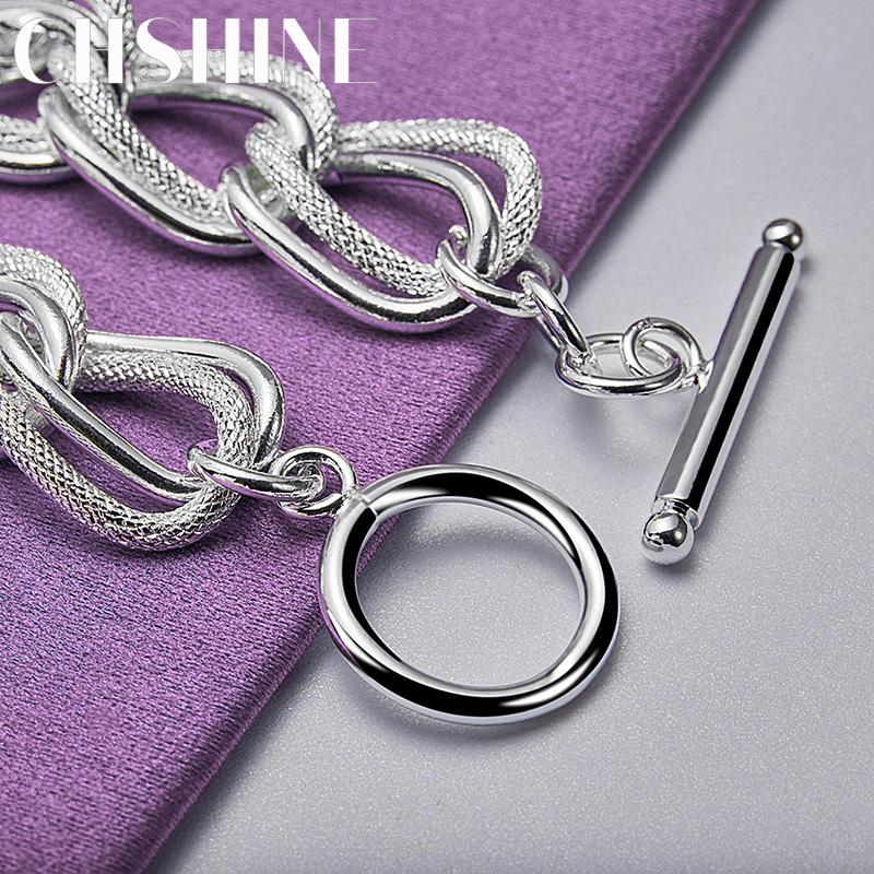 CHSHINE 925 стерлингового серебра гладкий матовый двойной браслет цепи модный шарм свадебная вечеринка высокое качество для женщин ювелирные изделия
