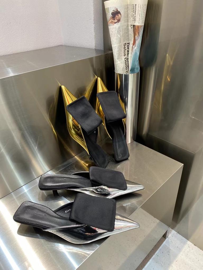 Модные повседневные женские шлепанцы, тапочки 2024 года, новые поступления, разноцветные, тонкие, на низком каблуке, золотистые, серебристые, модные женские туфли-лодочки для вечеринок, Soze 35-39