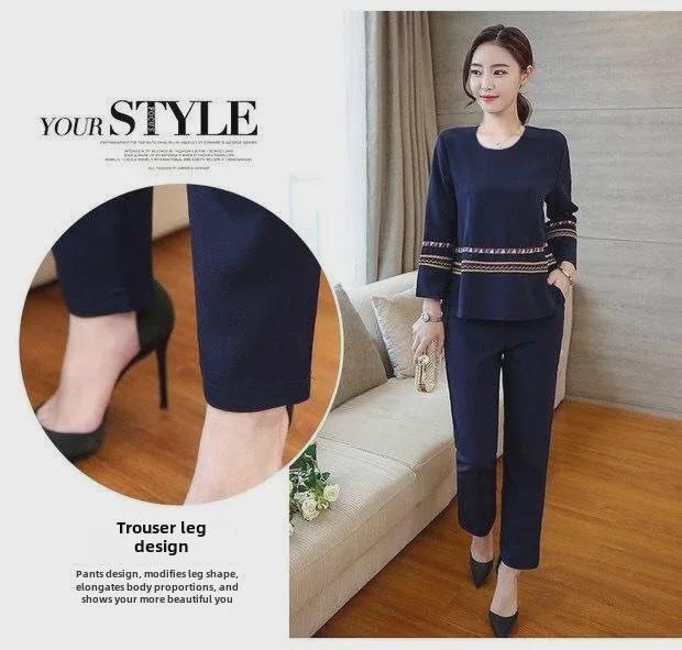 Женский свободный облегающий костюм больших размеров - M~5XL, длинный рукав, из двух частей, весна/осень