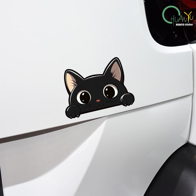 Черный котенок мультяшный милый крышка от царапин на кузов автомобиля персональная креативная водонепроницаемая наклейка декаль для электровелосипеда мотоцикла