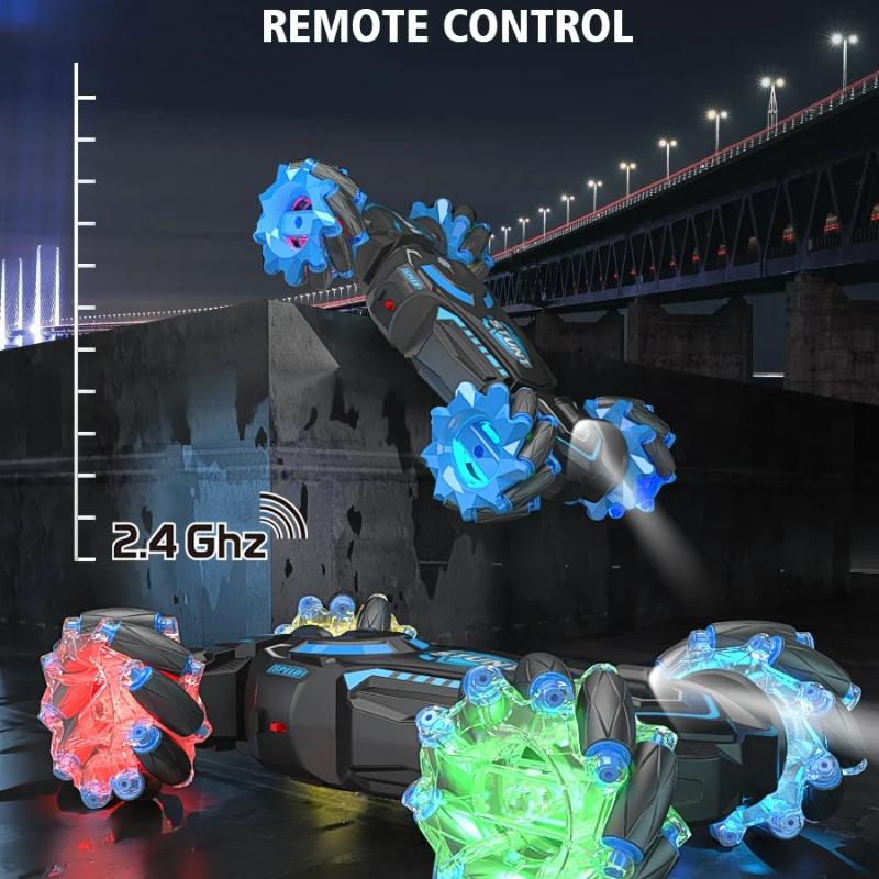 Радиоуправляемый трюковой автомобиль 4WD, 2,4G беспроводные автомобили с дистанционным управлением с RC часами, сенсор жестов, светодиодная подсветка, вращение, дрифт, подарок, электронная игрушка для детей, мальчиков