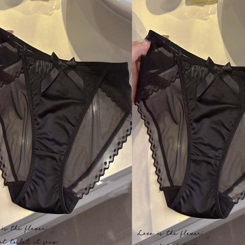 2 предмета японского чистого похотливого и сексуального кружевного нижнего белья, женские летние тонкие дышащие треугольные брюки из прозрачной сетки с бантом и низкой талией
