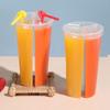 10Pcs/lot Disposable Plastic Cups Creative Bubble Tea Drinking Cup with Lids 700ml Double Grid Thicken Smoothie Cup for Dinks