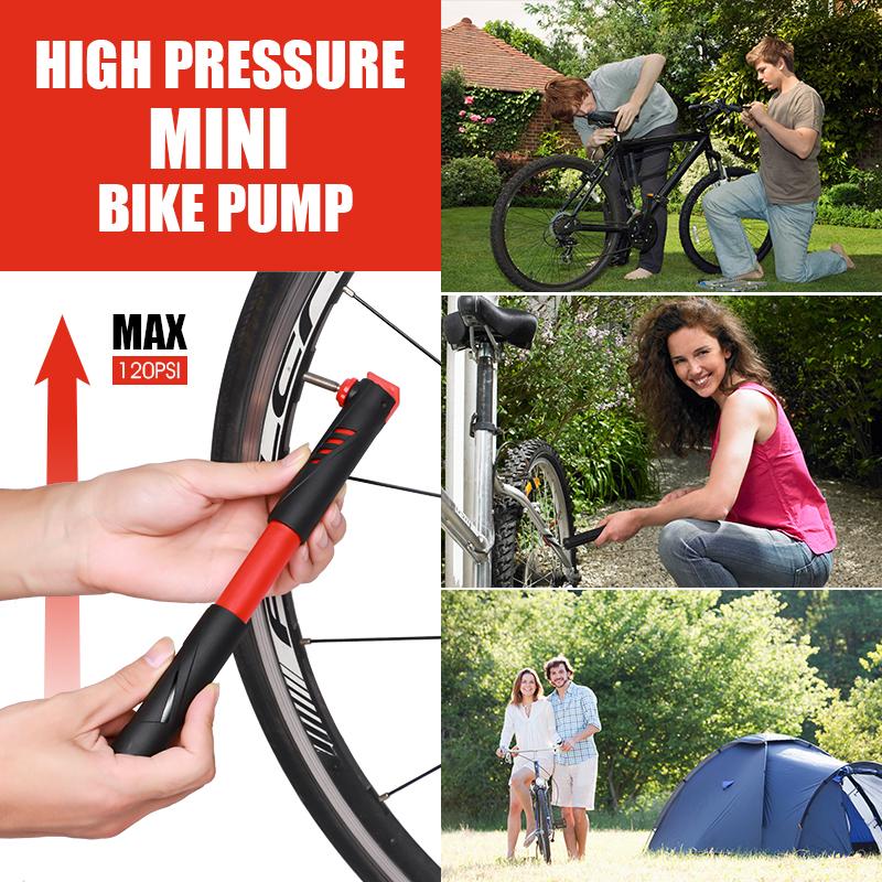 WEST BIKING 120 PSI Mini Bicycle Portable Pump Presta/Schrader Valve Universal Basketball Household Air Pump Cycling Accessories