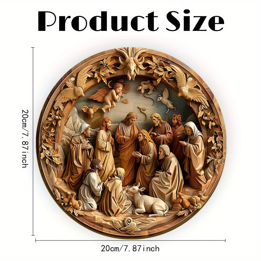 5 шт. деревенский деревянный 2D вертеп настенный подвесной, классический стиль рождественского украшения, праздничный декор для дома и кухни, УФ-печать, высококачественный материал