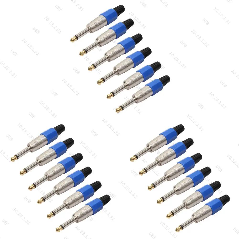 6PCS Mono Sophomore Core Amplifier Microphone Plug 6.35mm Male Plug To RCA Female Audio Jack Connector For Microphone