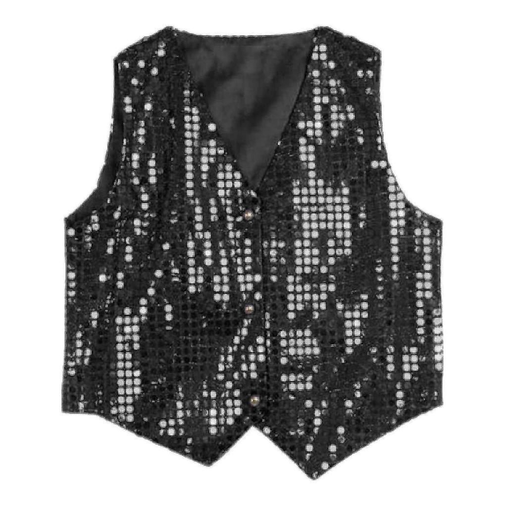 Costume Vest Glitter Unisex Colorful Kids Sleeveless Sequin Vest For Party