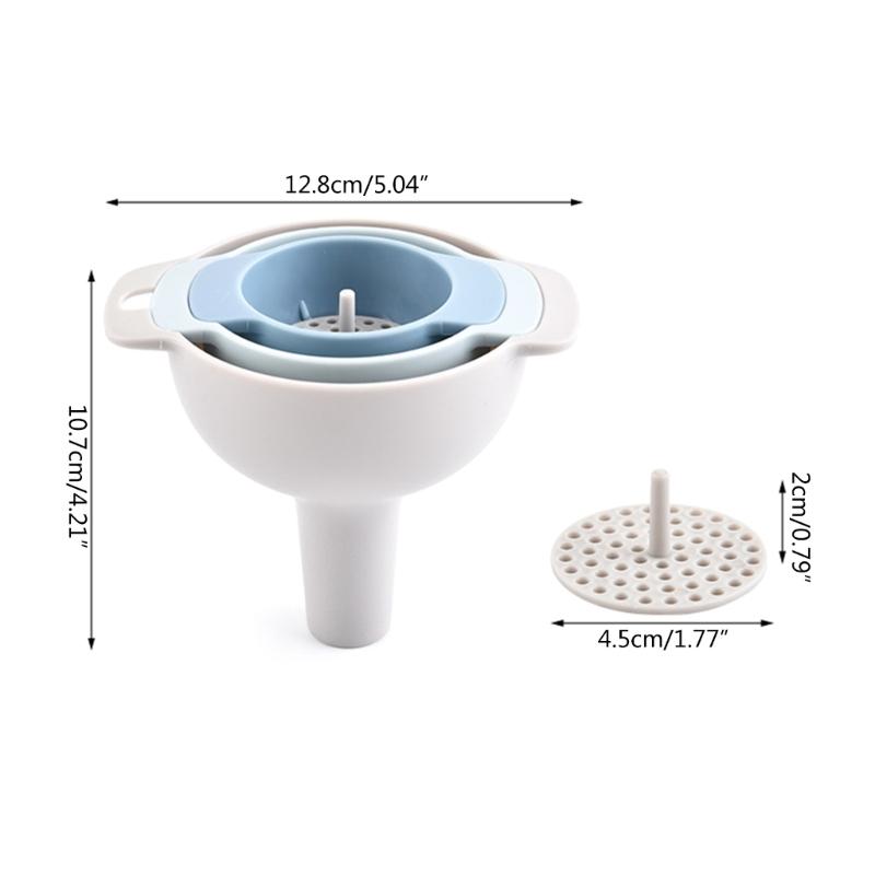 4 In 1 Funnel Multiuse Small Kitchen Funnel with Removable Strainer Plastic Funnel for Filling Water Bottle Liquid
