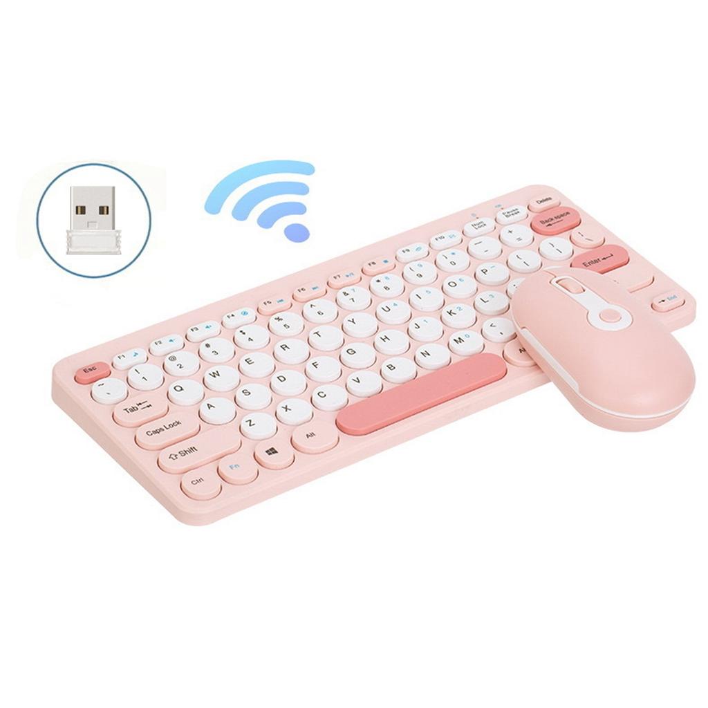 Wireless Keyboard Mouse Set Stylish Slim Round Keycaps   Ergonomic 2.4G Keyboard Mouse Combo for Desktop PC Computer